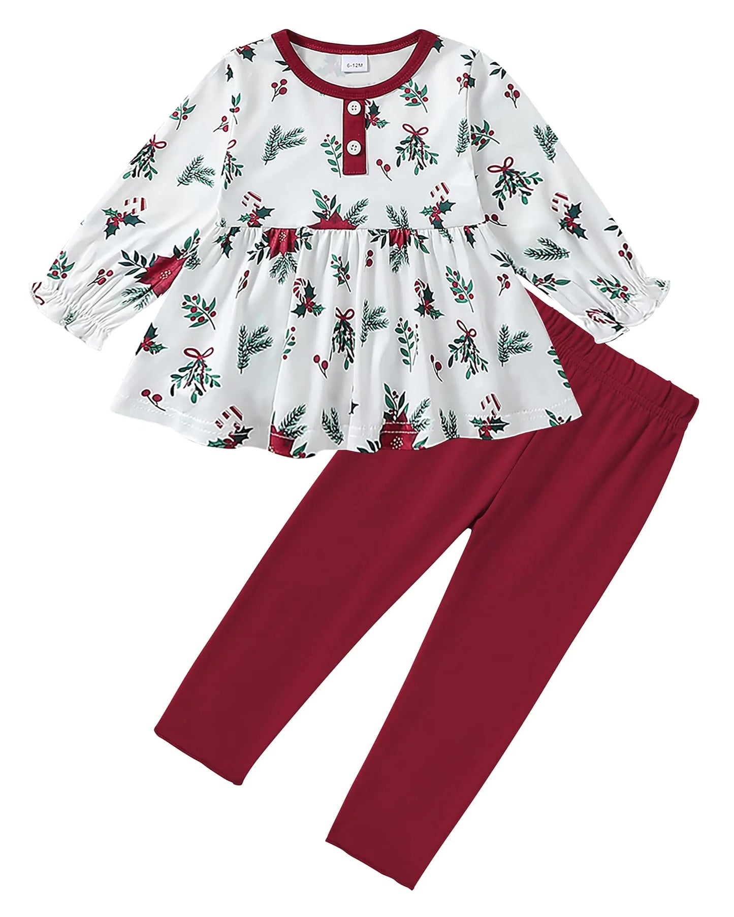 Toddler Girl Clothes Christmas Popular Floral Print Design Tops Floral Pants Toddler Girl Outfits Size 6m-4t