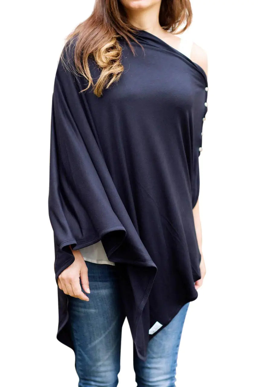 Byrd & Blume Maternity Nursing Cover Breathable Lightweight Breastfeeding Cover Wrap Shawl Scarf Poncho Full 360 (Navy One Size)