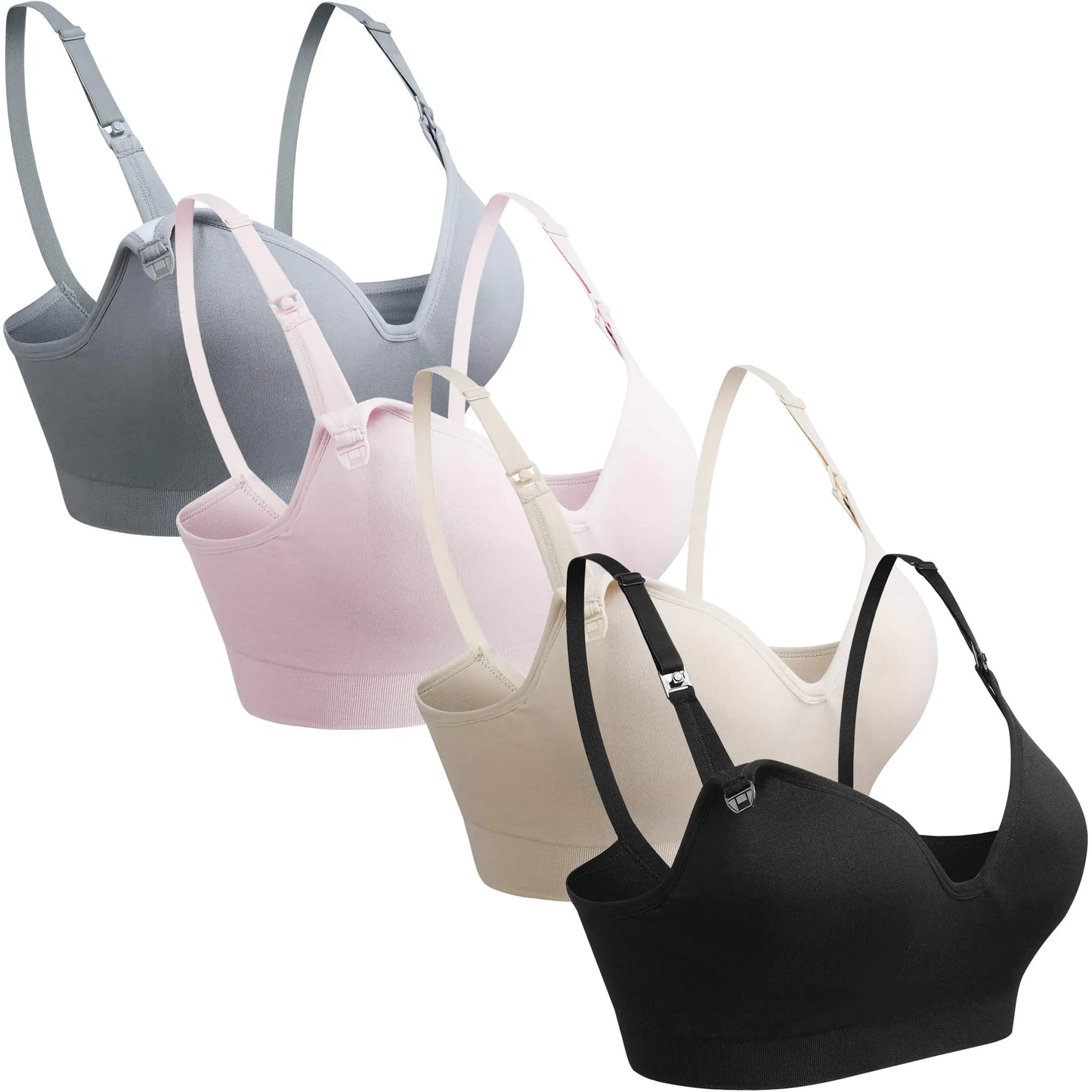 GXXGE Womens Seamless Nursing Bra for Breastfeeding Push Up Sleeping Wireless Maternity Bra Black Beige Grey Pink Medium