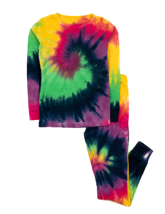 Leveret Kids & Toddler Pajamas Boys Girls 2 piece pjs 100% Cotton Swirl Girl Tie Dye (Size 2 Years)