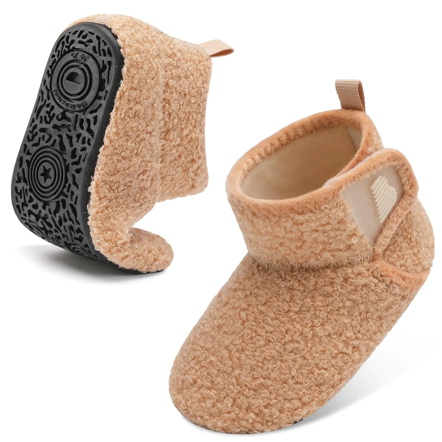 BARERUN Baby Sock Shoes Toddler Cartoon Soft Rubber Sole Non Slip Indoor Floor Slipper for Infant Boys Girls First Walking Trainers Shoe Brown Toddler Size 10.5-11