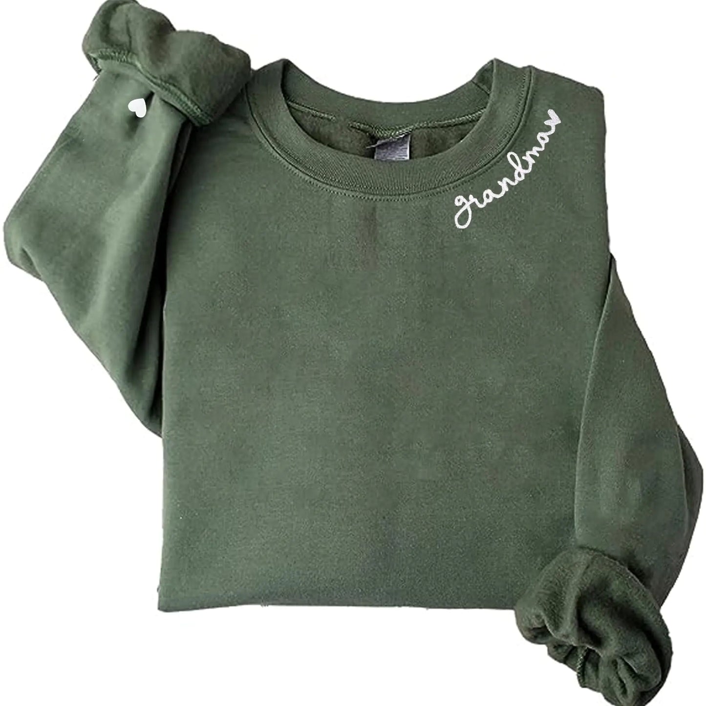 GodLover Embroidery Grandma With Heart Sweatshirts Sweatshirt From Grandkids Heart Gift Mothers Day Christmas Valentine Gifts for GrandmaMama Women Mothers Day Birthday-3XL