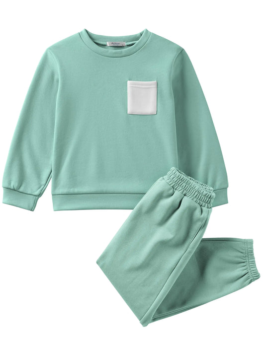 Arshiner Toddler Boys’ Fleece Sweatshirt and Jogger Set Fall Winter Clothes Size 3t - Green