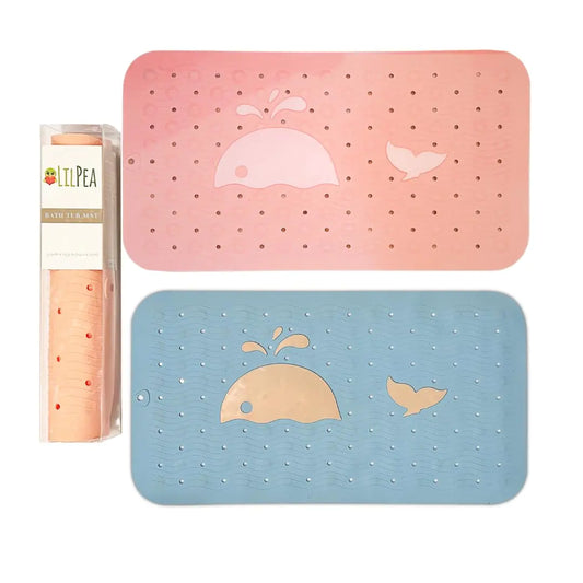 Bath Tub Mat Non Slip Baby Kids Toddler Accessories Size 14x25 Drain Holes (Pink)