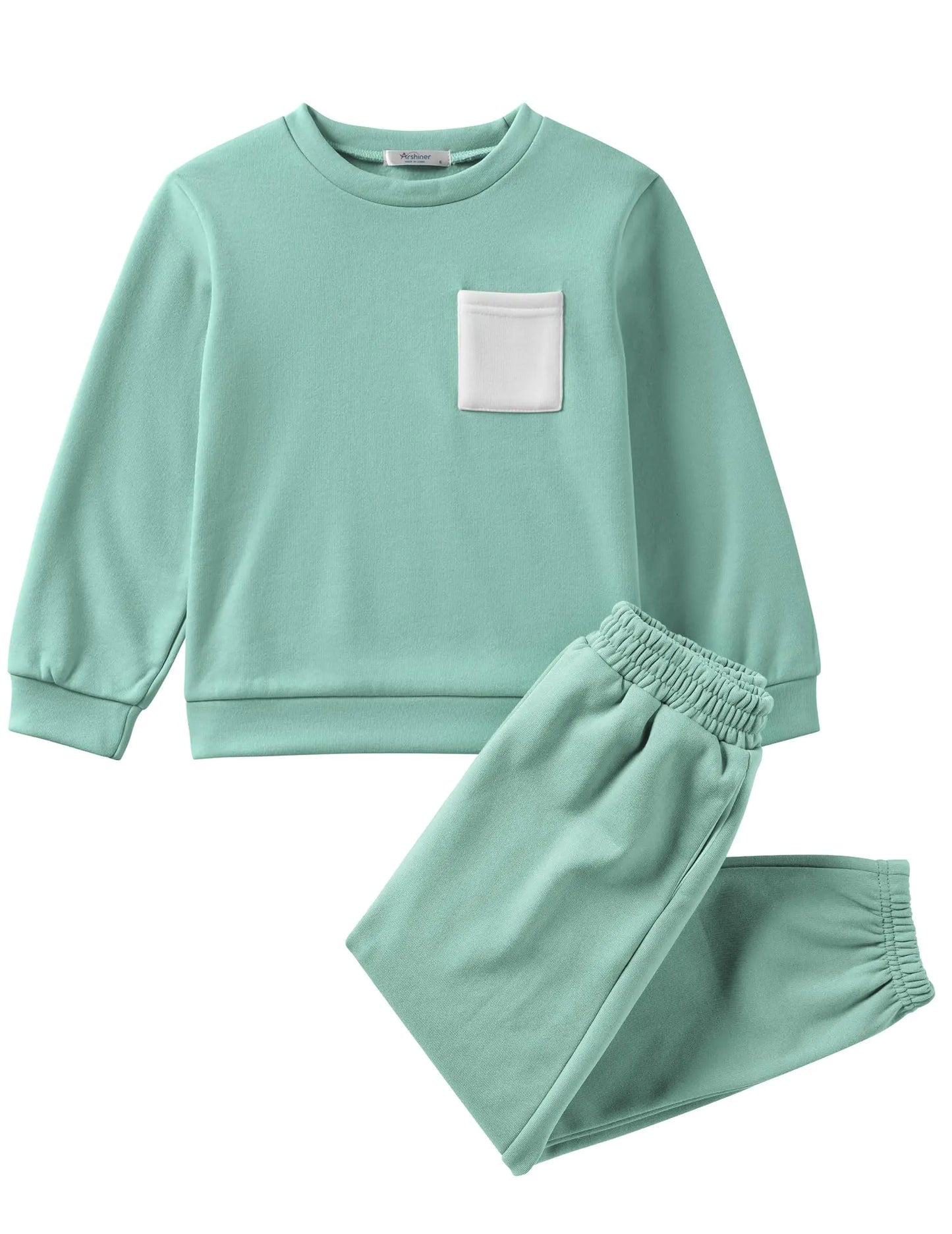 Arshiner Toddler Boys’ Fleece Sweatshirt and Jogger Set Fall Winter Clothes Size 3t - Green